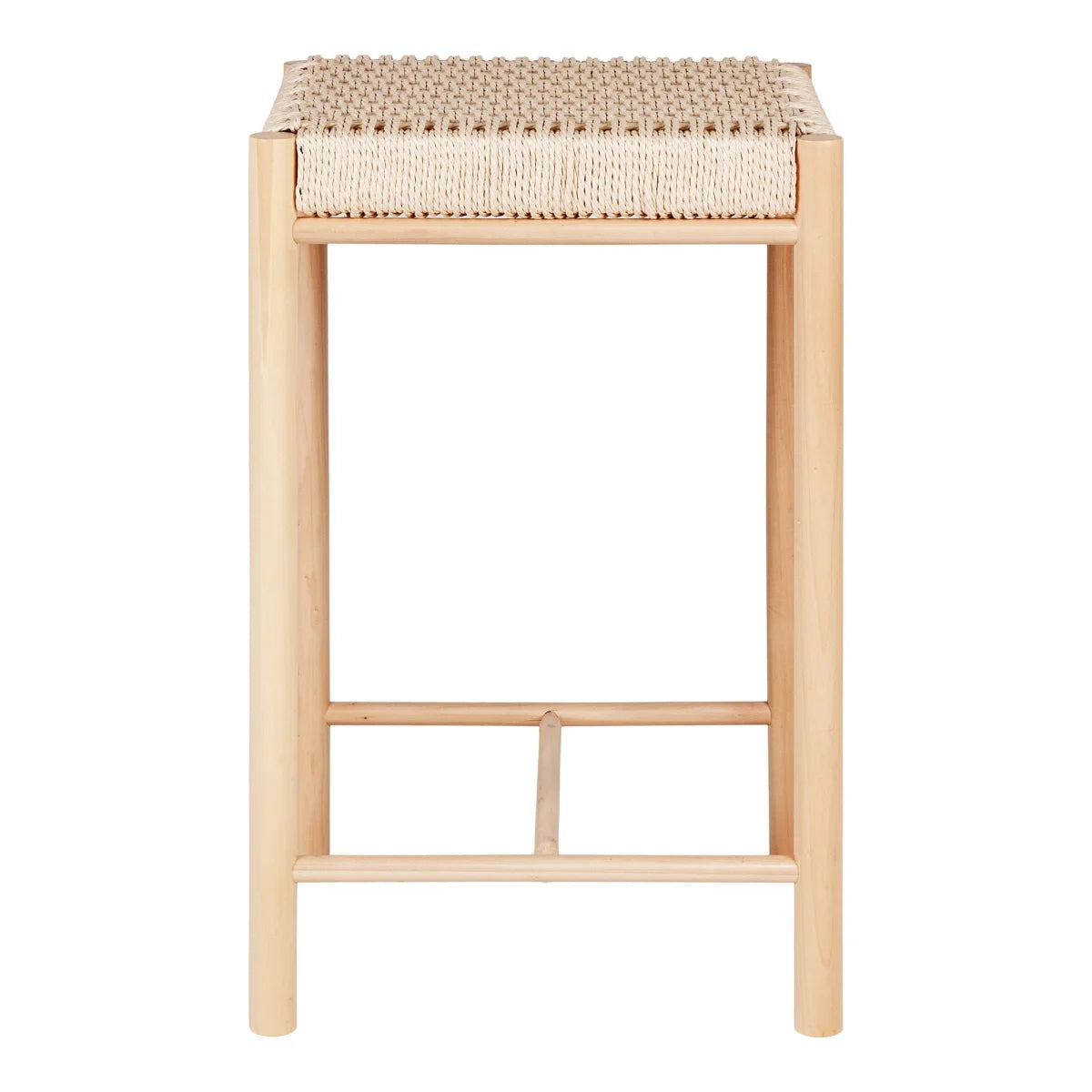 Chaise de comptoir en bois clair et rotin naturel 66,5 cm