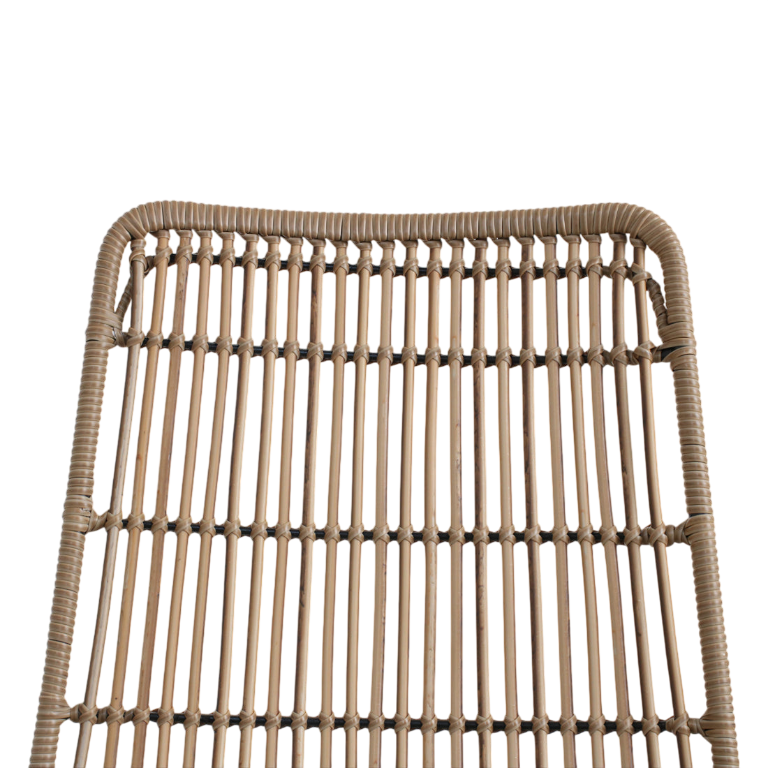 Dossier de chaise en rotin naturel tissé beige, cadre arrondi texturé