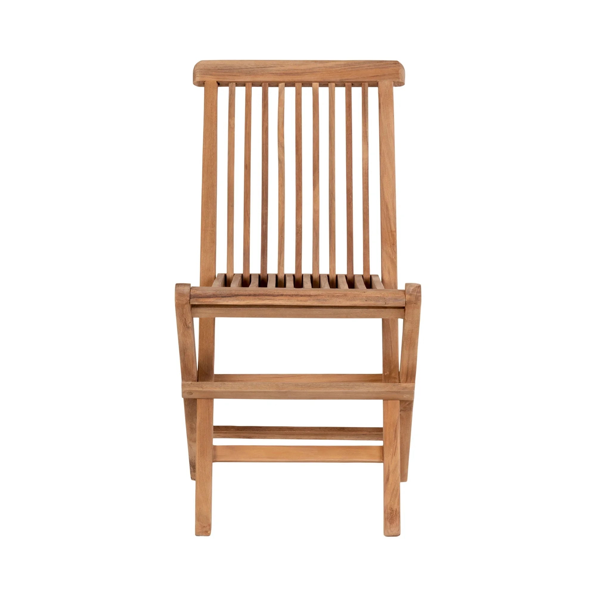 Chaise enfant en teck pliable en bois naturel, lot de 2 pour intérieur ou extérieur