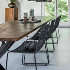 Lot de 2 chaises de jardin noires en rotin synthétique et métal