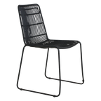 Chaise de jardin noire en métal et rotin synthétique, lot de 2