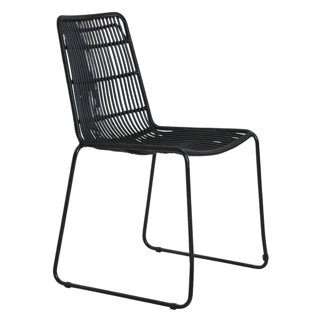 Chaise de jardin noire en métal et rotin synthétique, lot de 2