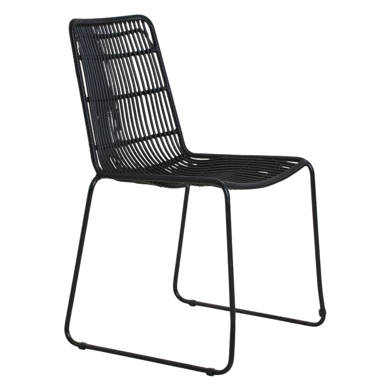 Chaise de jardin noire en métal et rotin synthétique – Lot de 2