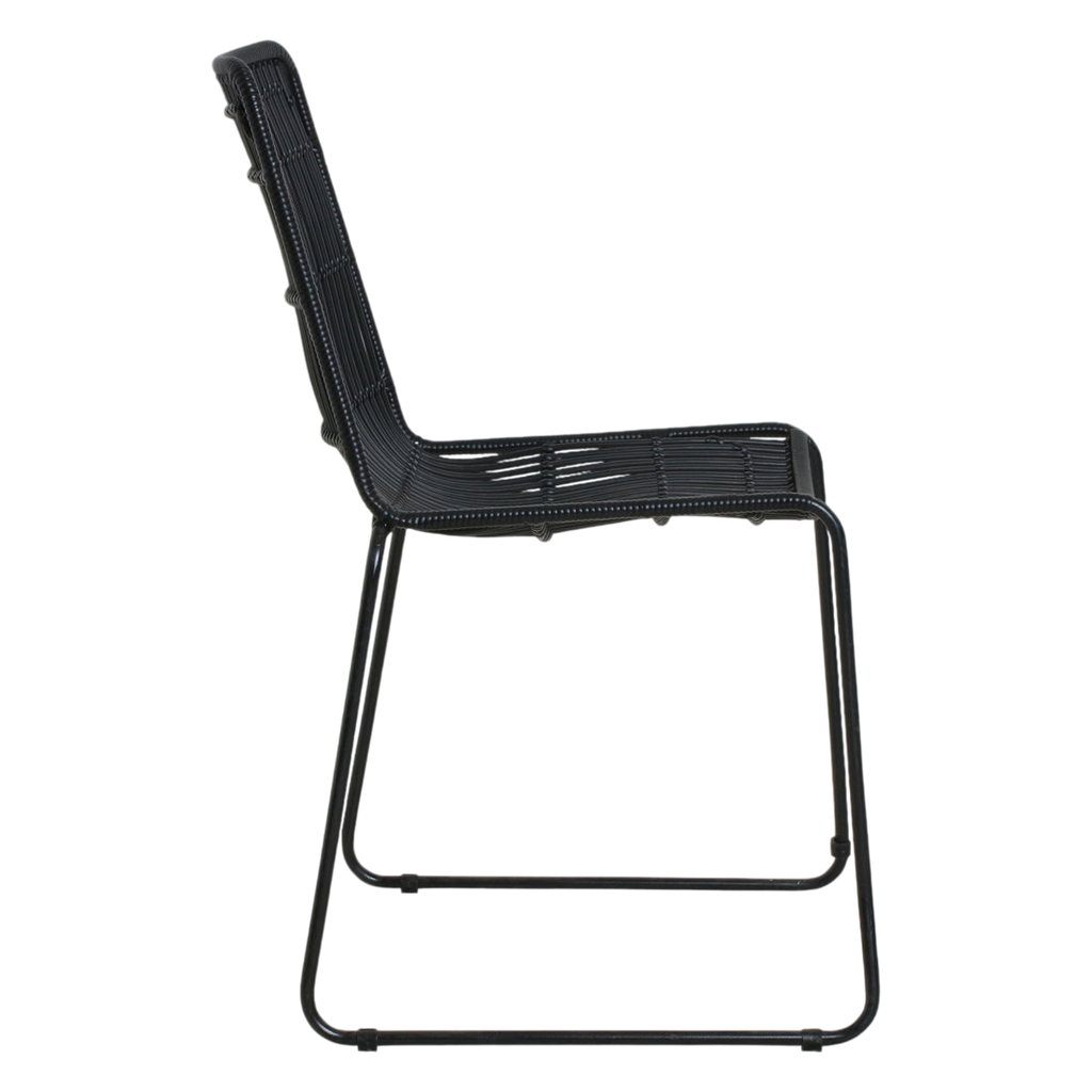 Chaise de jardin noire en rotin synthétique et métal, lot de 2