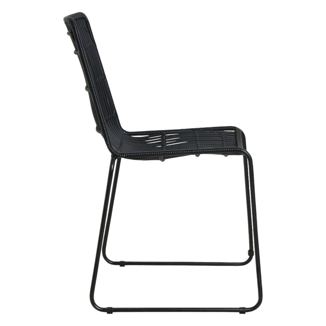 Chaise de jardin noire en rotin synthétique et métal, lot de 2