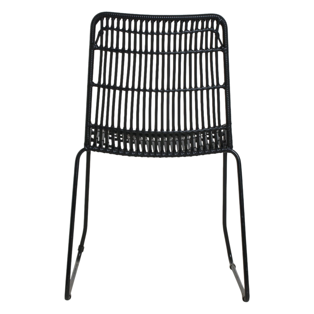 Chaise de jardin noire en rotin synthétique et métal, lot de 2