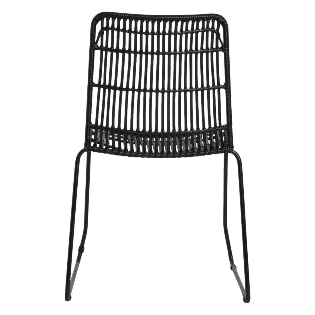 Chaise de jardin noire en rotin synthétique et métal, lot de 2