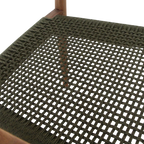 Lot de 2 chaises de jardin en teck foncé et corde verte avec accoudoirs