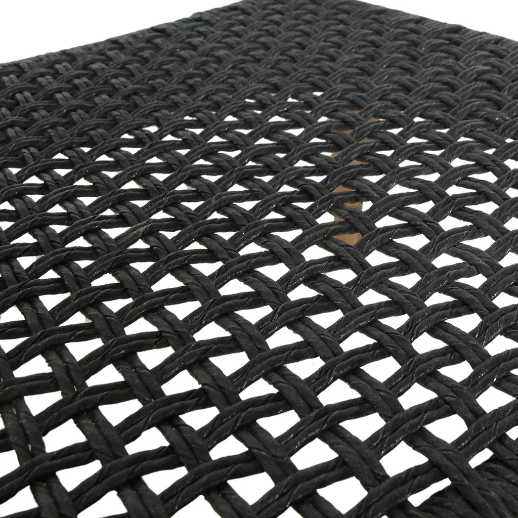 Chaise de jardin en teck recyclé et corde noire tissée synthétique avec accoudoirs, lot de 2