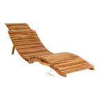 Chaise longue extérieure en teak avec structure ondulée, 160x50 cm