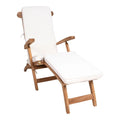 Chaise longue en teck et coton avec coussin blanc pour extérieur