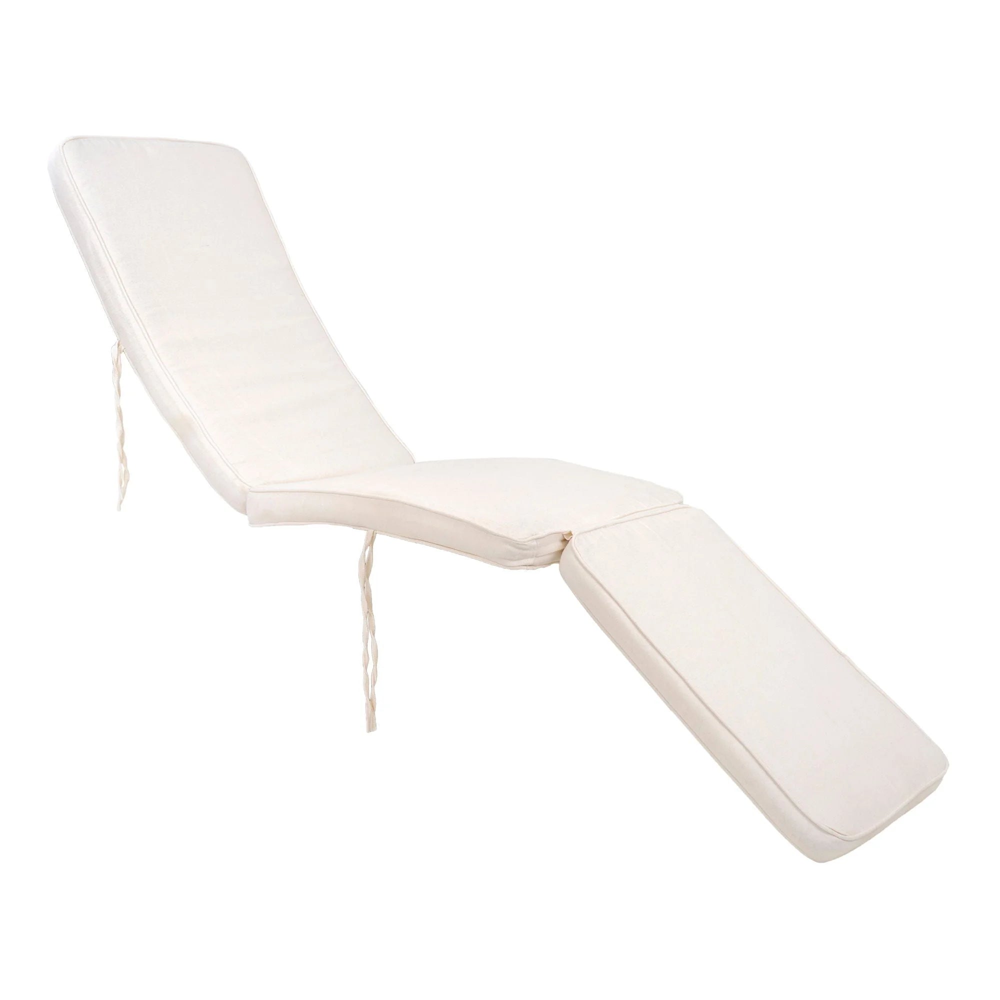 Chaise longue en teck et coton avec coussin blanc crème moderne
