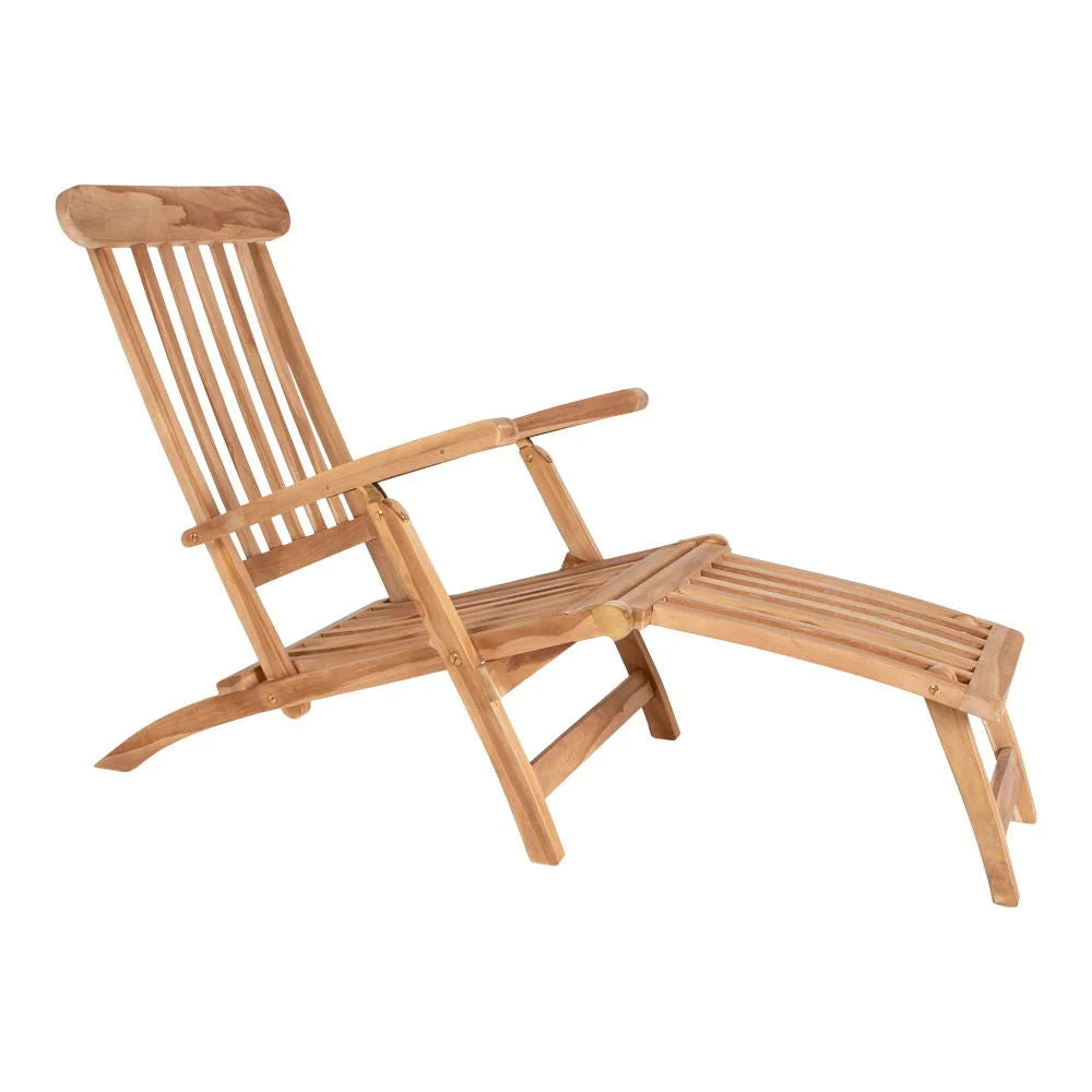 Chaise longue en teck extérieure avec dossier réglable 150x60 cm