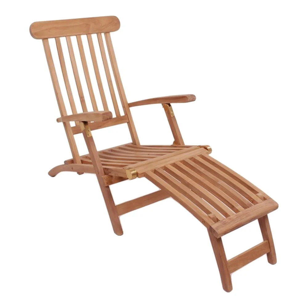 Chaise longue en teck réglable avec dossier, 150x60 cm, en bois élégant