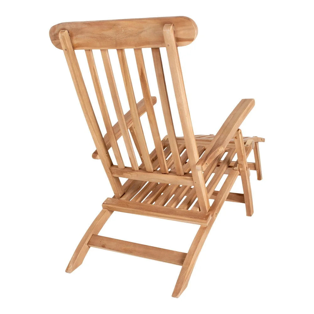 Chaise longue en teck pliable avec dossier réglable 150x60 cm