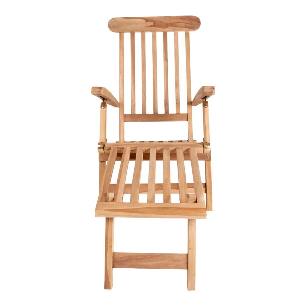 Chaise longue en teck clair pliable, dossier réglable, 150x60 cm