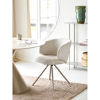 Lot de 2 chaises pivotantes en tissu bouclé sable beige, pieds métal fins