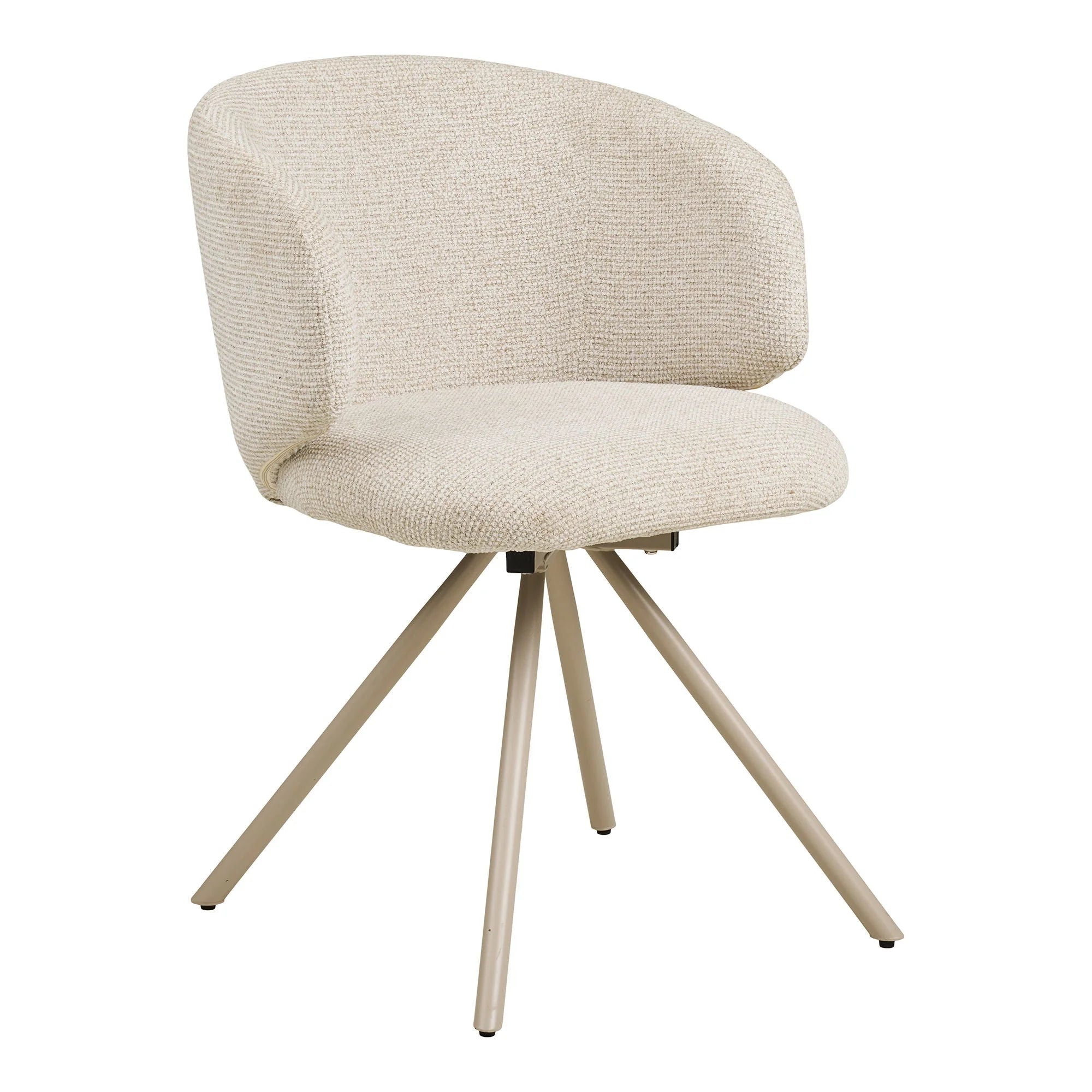 Lot de 2 chaises pivotantes en tissu bouclé sable pour salle à manger, beige avec pieds métal fuselés