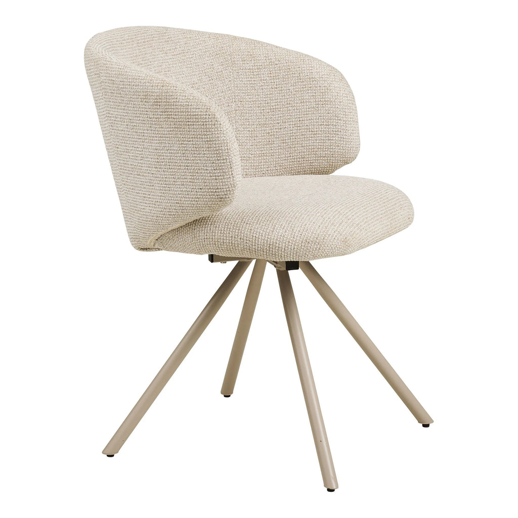Chaise pivotante en tissu bouclé sable, lot de 2 pour salle à manger
