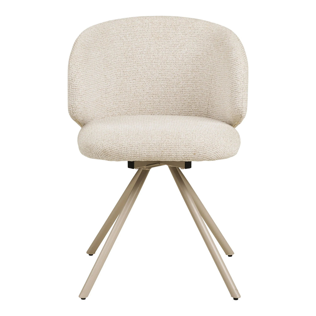 Lot de 2 chaises pivotantes en tissu bouclé sable, design moderne, pieds métal trépied