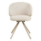 Lot de 2 chaises pivotantes en tissu bouclé sable, design moderne, pieds métal trépied