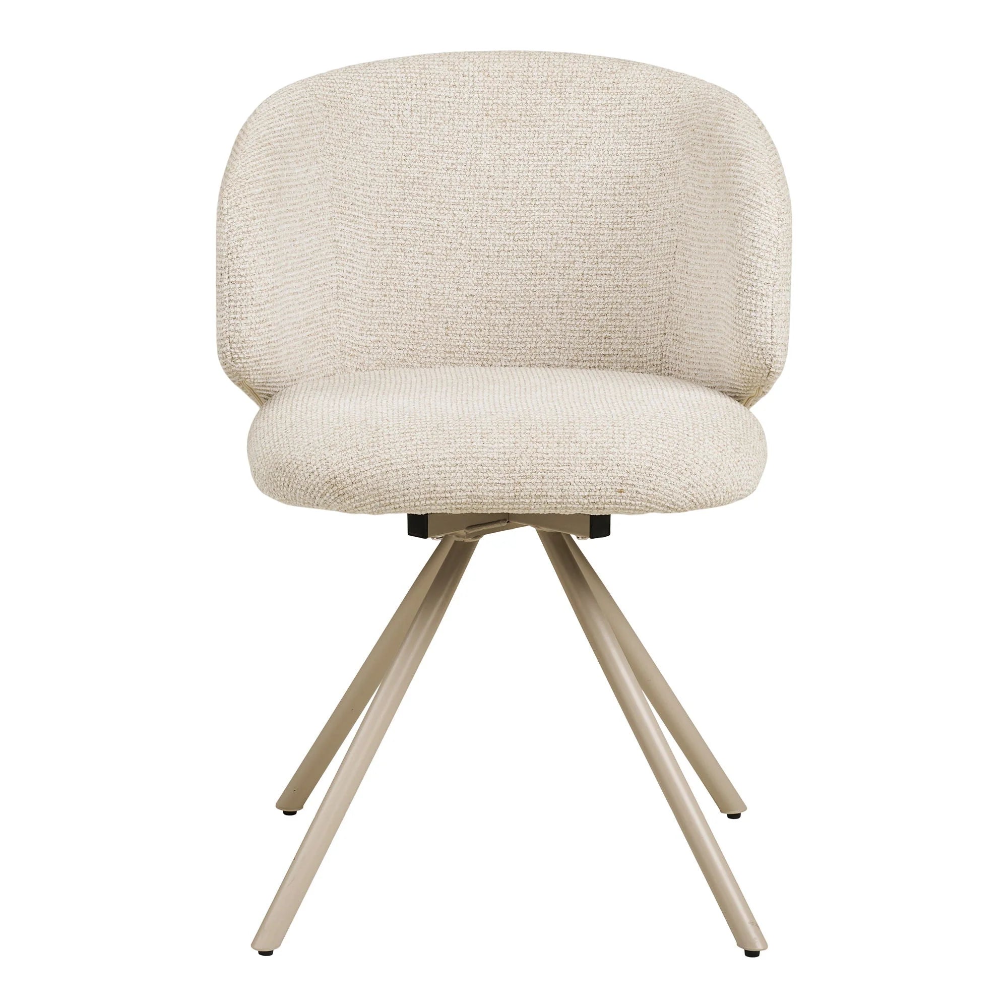 Lot de 2 chaises pivotantes en tissu bouclé sable, design moderne, pieds métal trépied