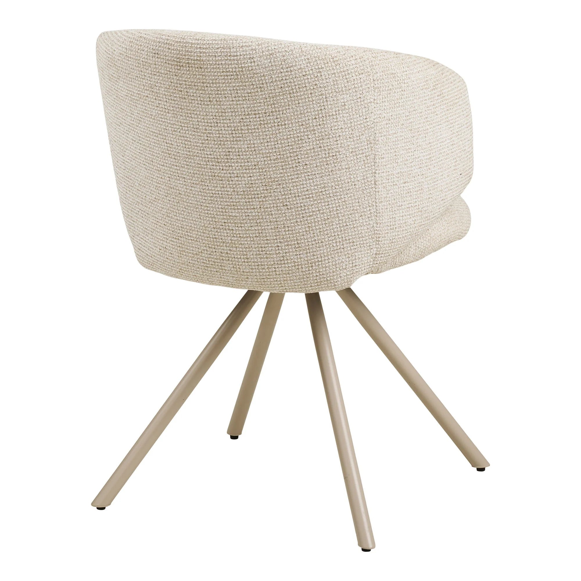 Lot de 2 chaises pivotantes en tissu bouclé sable avec pieds métal clair