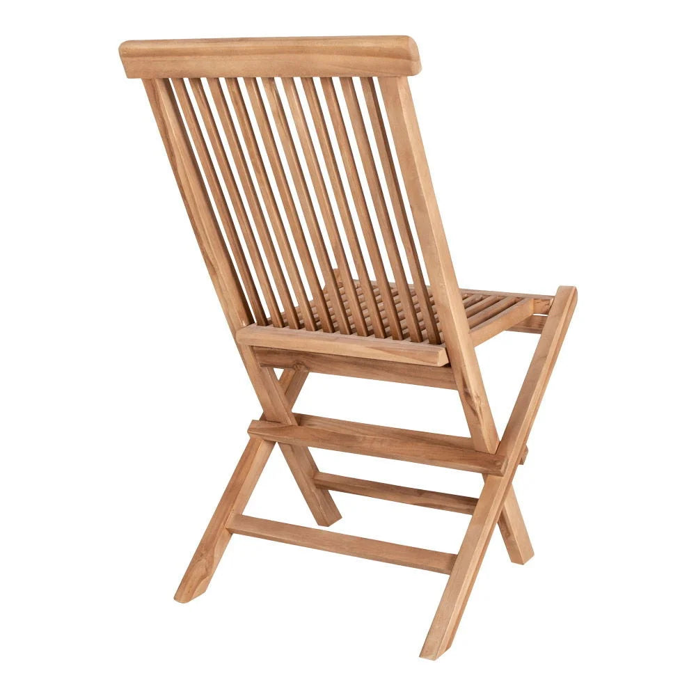 Chaise pliante en teck avec lattes verticales, lot de 2 pour extérieur et intérieur