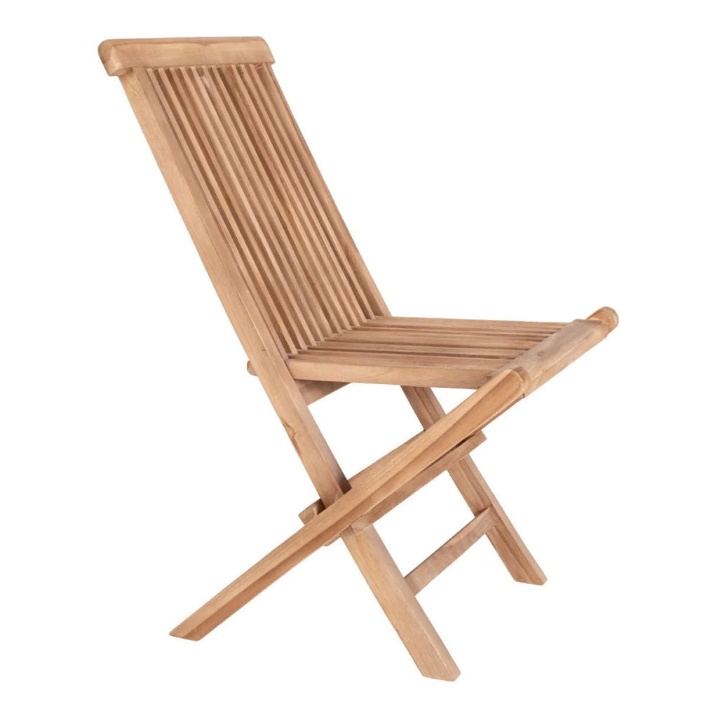 Chaise pliante en teck brun clair à lattes verticales, lot de 2