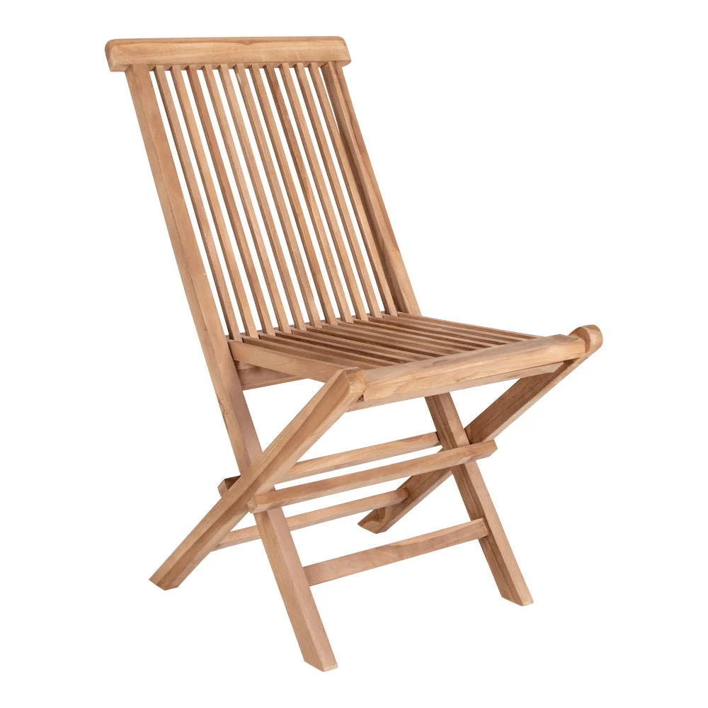 Chaise pliante en teck avec lattes verticales, lot de 2 meubles d’extérieur