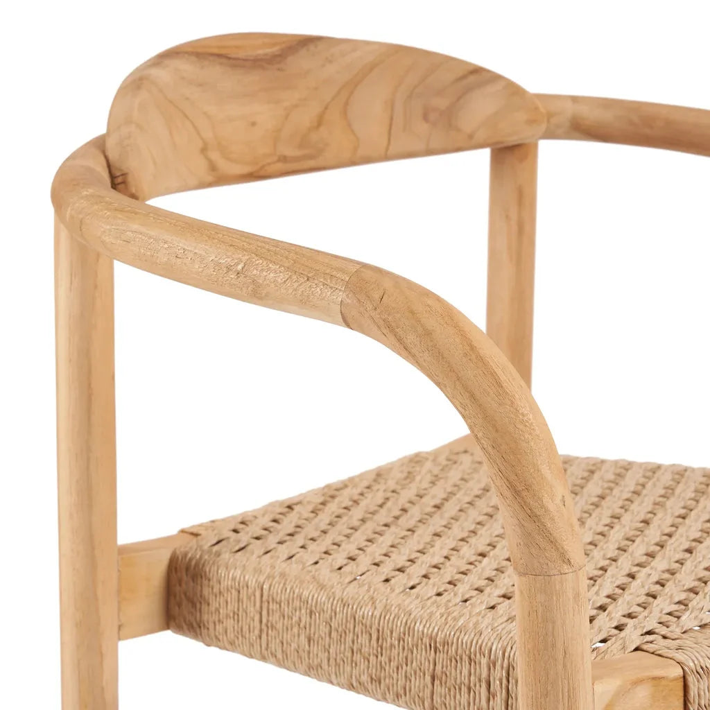 Chaise en bois avec siège tressé pour la salle à manger Amaya Naturelle Extérieure