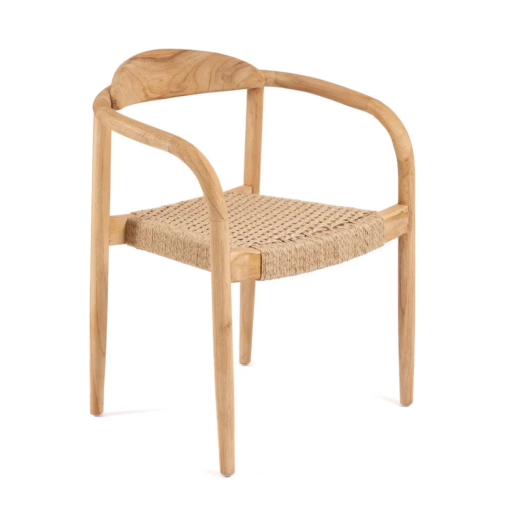 Chaise en bois avec siège tissé pour la salle à manger extérieure Amaya Naturelle