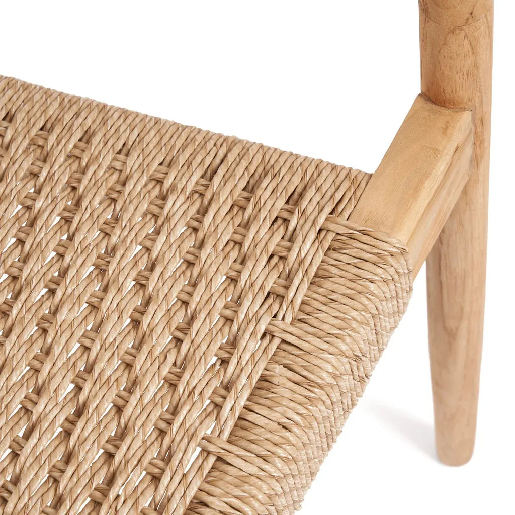 Assise de chaise tissée avec cadre en bois pour La chaise de salle à manger Amaya Naturelle Extérieure