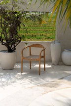 Chaise de salle à manger Amaya en bois tissé pour extérieur naturelle
