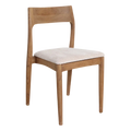 Chaise de salle à manger en bois clair et tissu beige ajouré