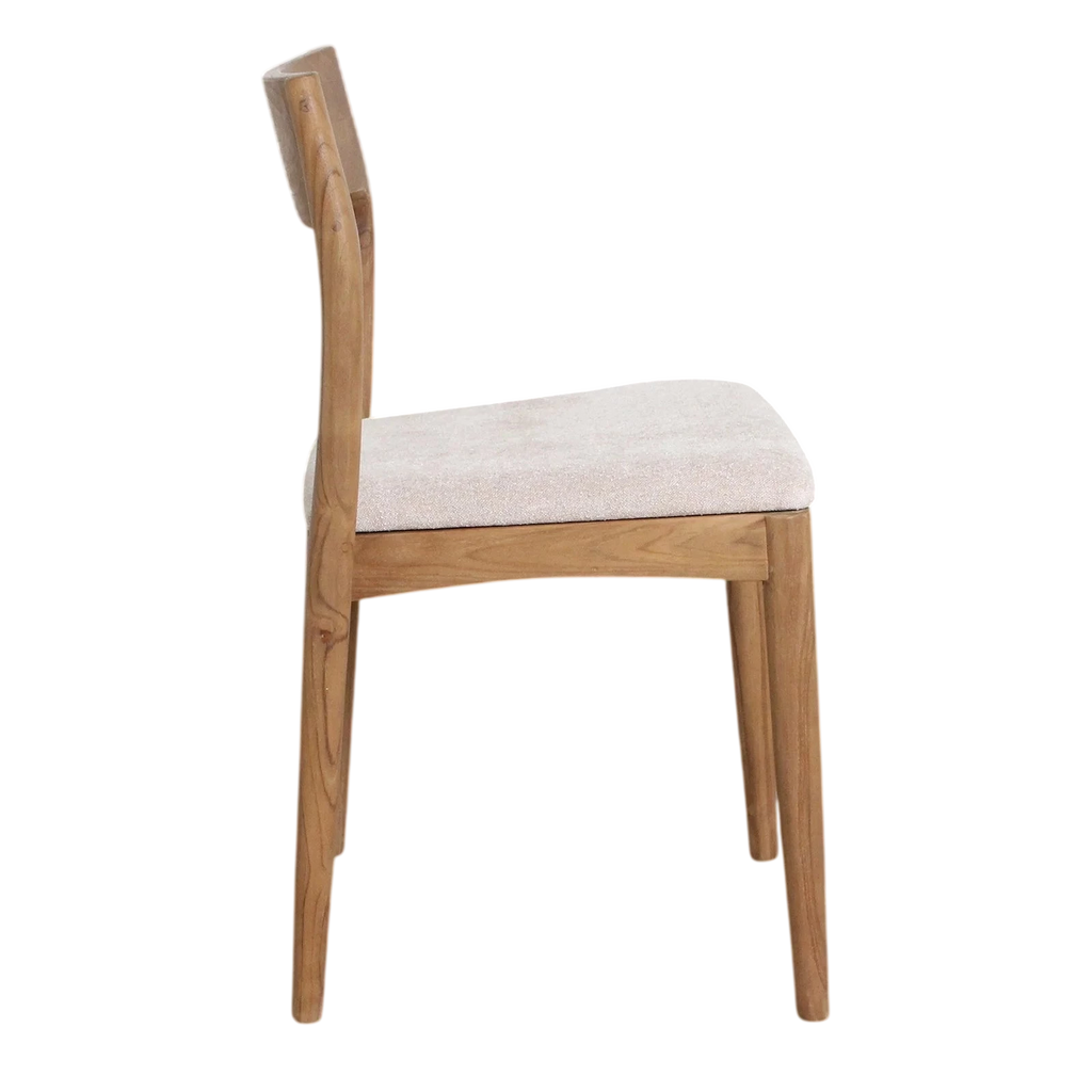 Chaise de salle à manger en bois de chêne clair et tissu crème