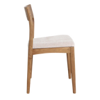 Chaise de salle à manger en bois de chêne clair et tissu crème