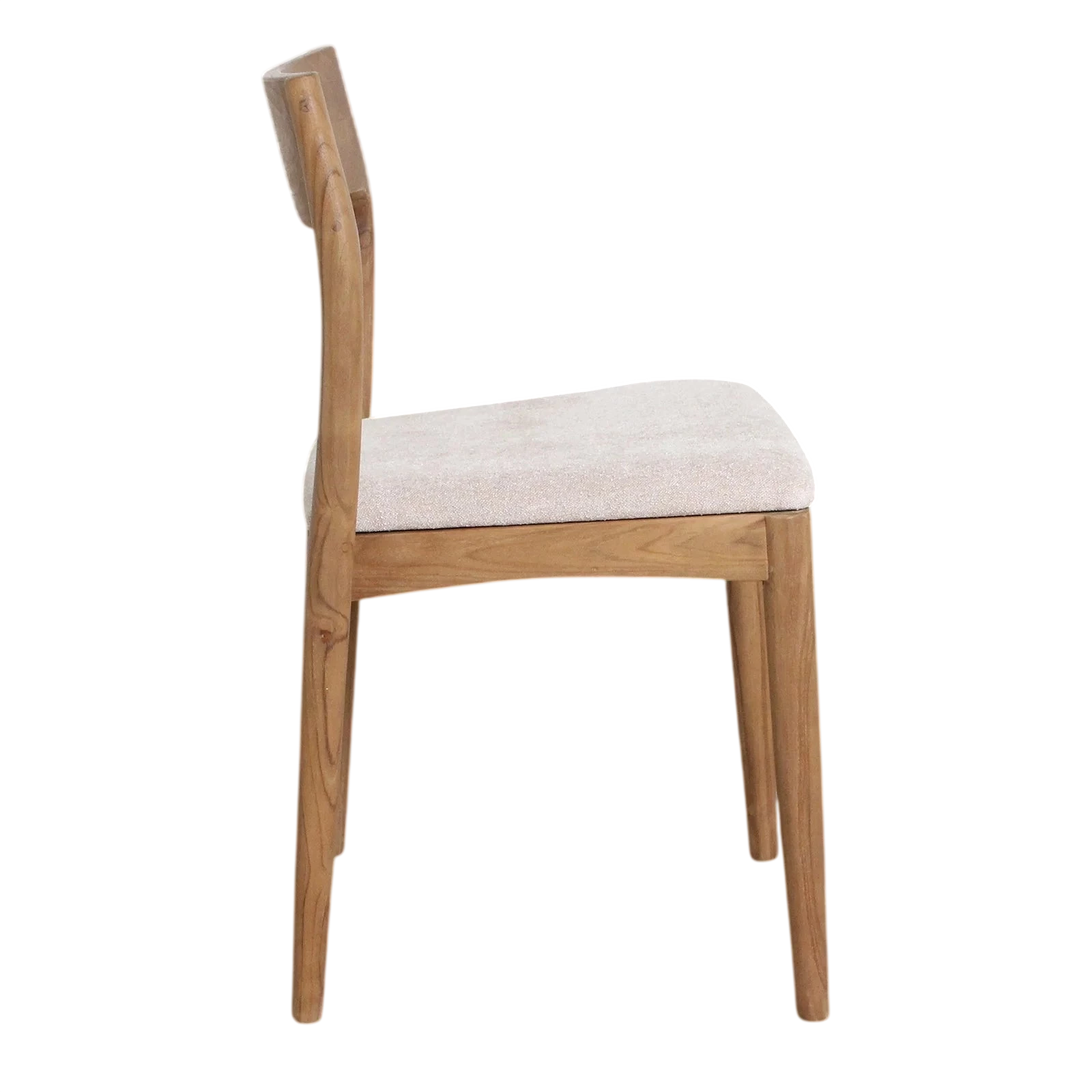 Chaise de salle à manger en bois de chêne clair et tissu crème