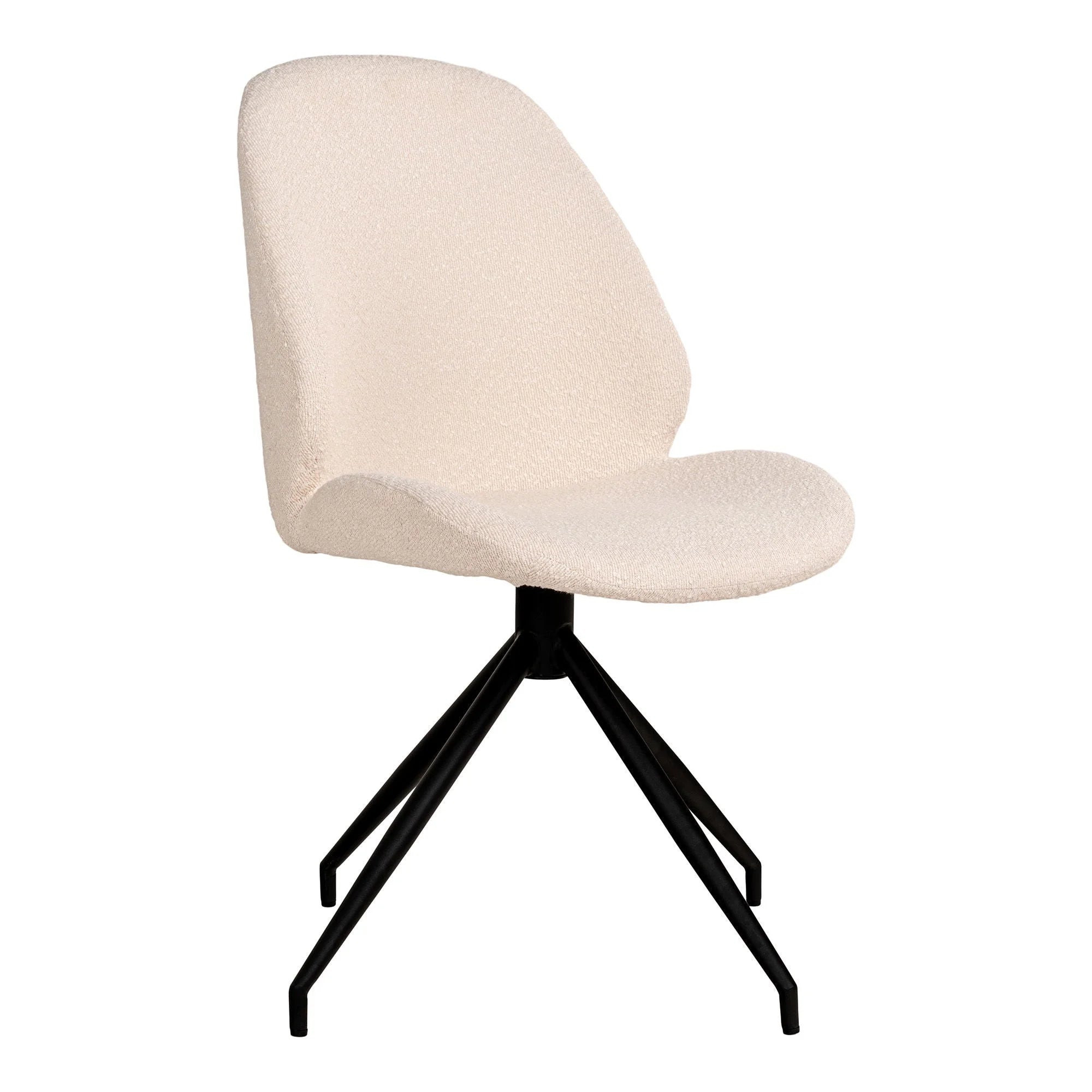 Chaise de salle à manger bouclée blanche avec pieds noirs, lot de 2