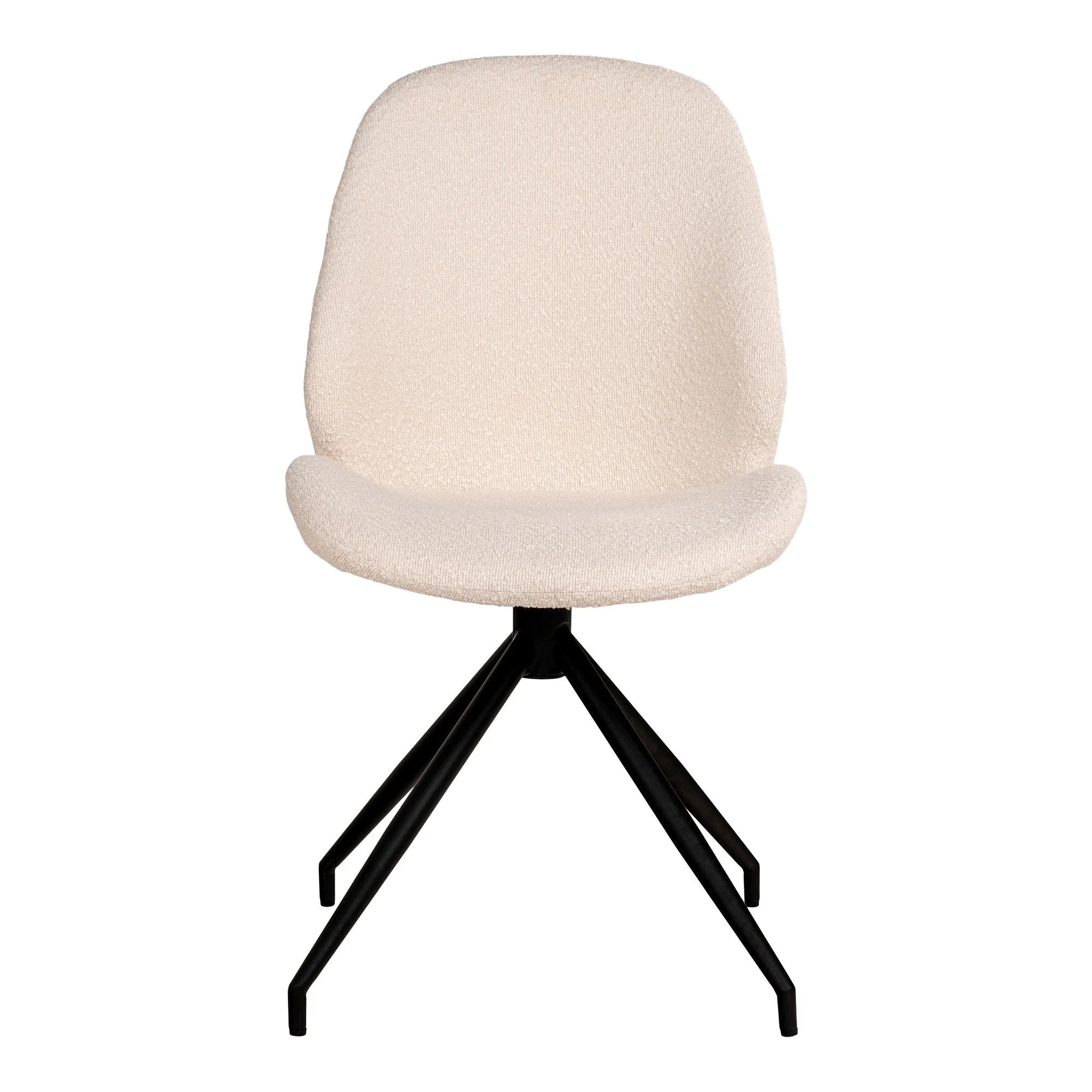 Chaise de salle à manger bouclée blanche avec pieds noirs, lot de 2