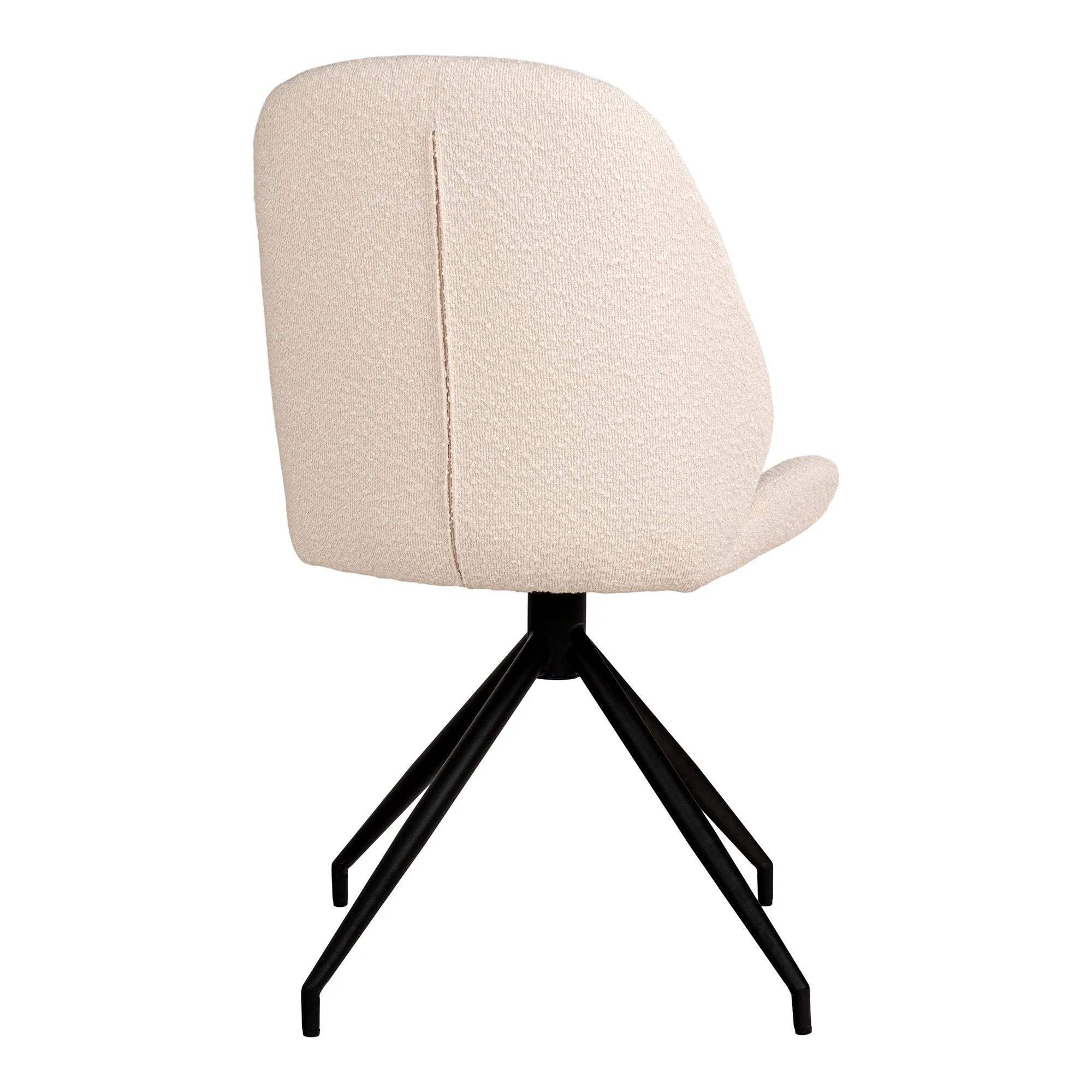 Chaise de salle à manger bouclée blanche avec pieds noirs, lot de 2