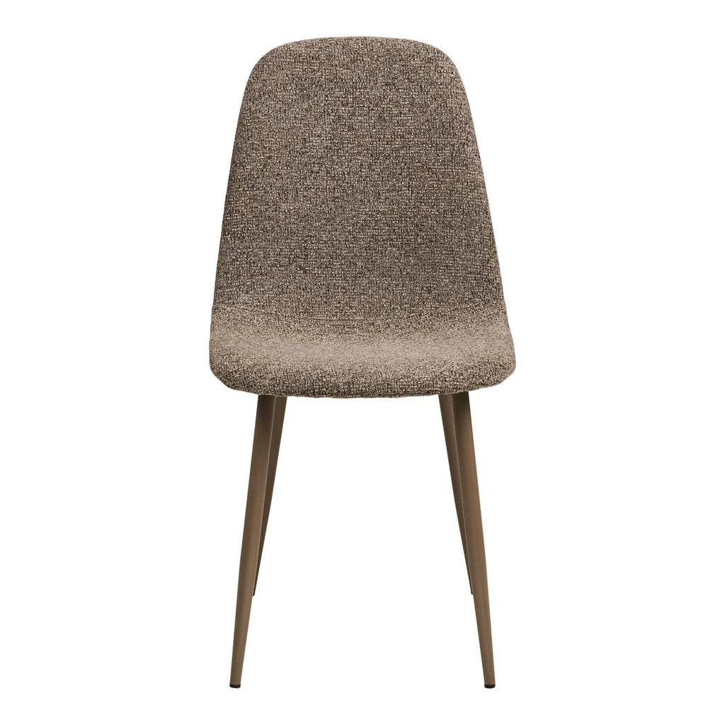 Chaise de salle à manger taupe beige avec siège texturé et pieds en métal