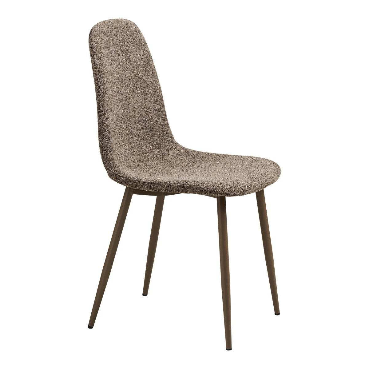 Chaise de salle à manger bouclée taupe beige avec pieds en métal foncé, lot de 2