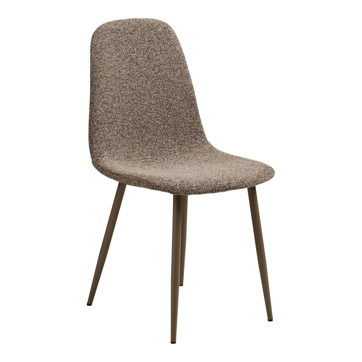 Chaise de salle à manger bouclée taupe beige avec pieds en métal foncé, lot de 2