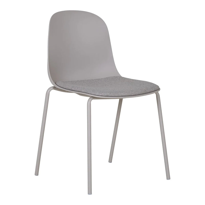 Chaise de salle à manger gris clair en polyester et acier - Lot de 2