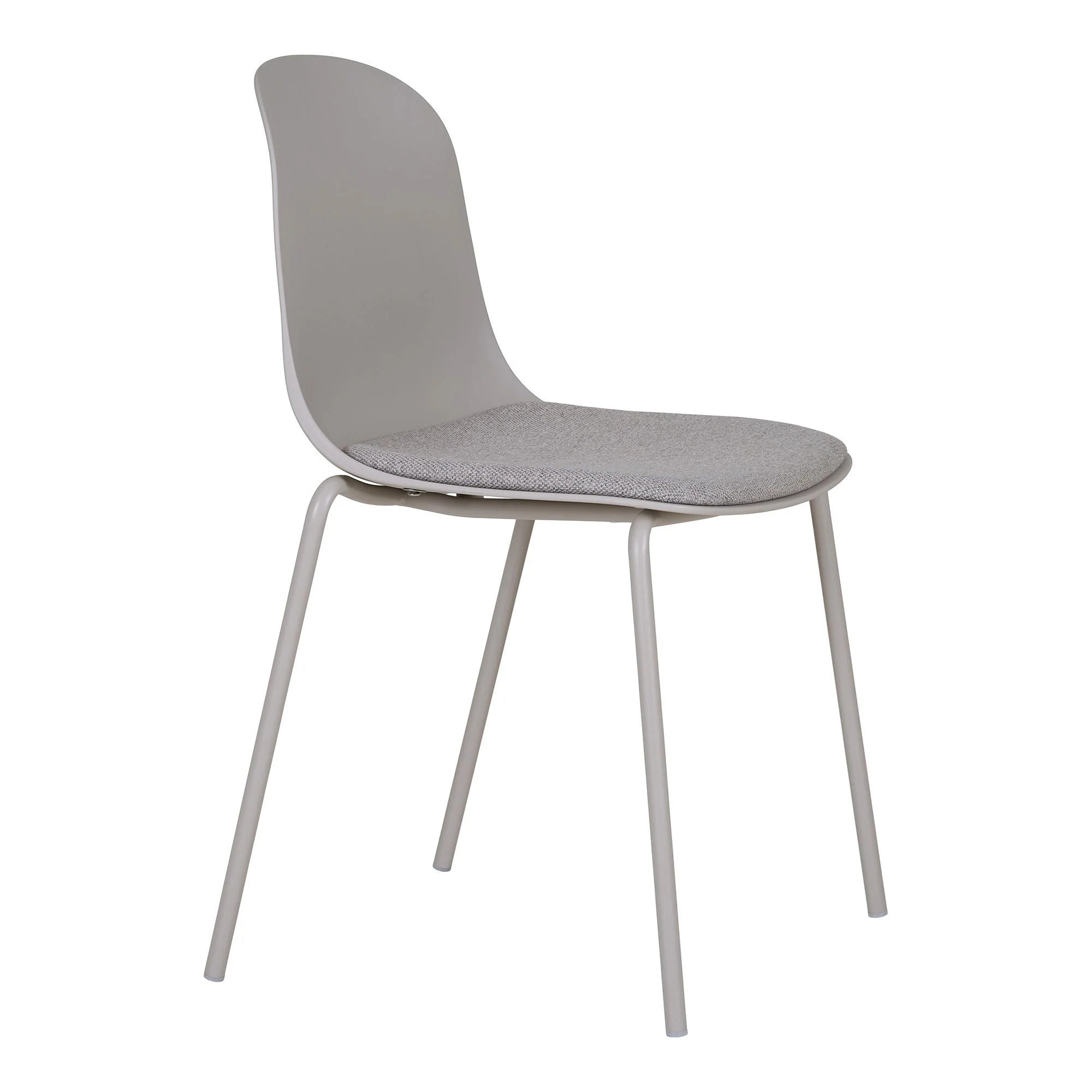 Chaise de salle à manger gris clair en polyester avec cadre en acier, lot de 2