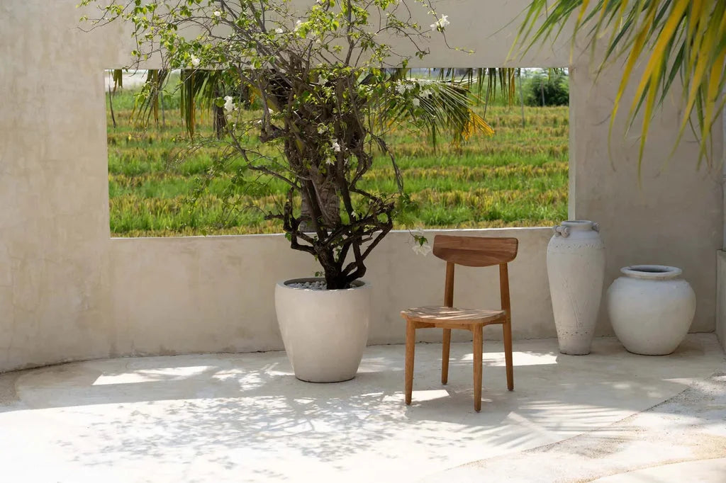 Chaise en bois avec siège tissé pour salle à manger Extérieur Matita