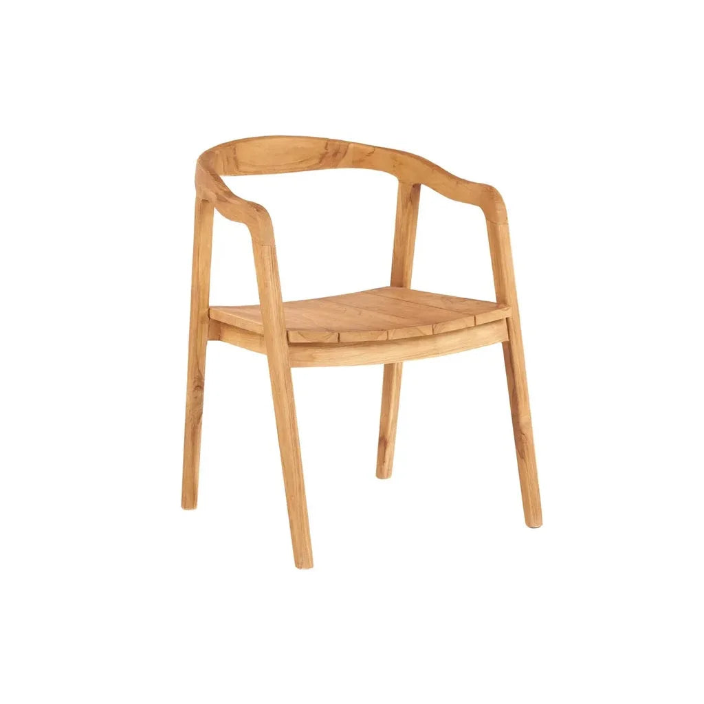 Chaise en bois Nihi Oka avec dossier courbé pour salle à manger extérieure