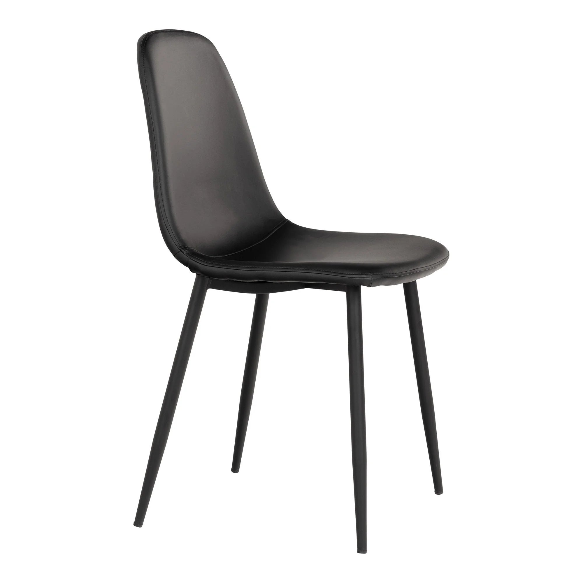 Chaise de salle à manger noire en simili cuir avec pieds fuselés, lot de 2