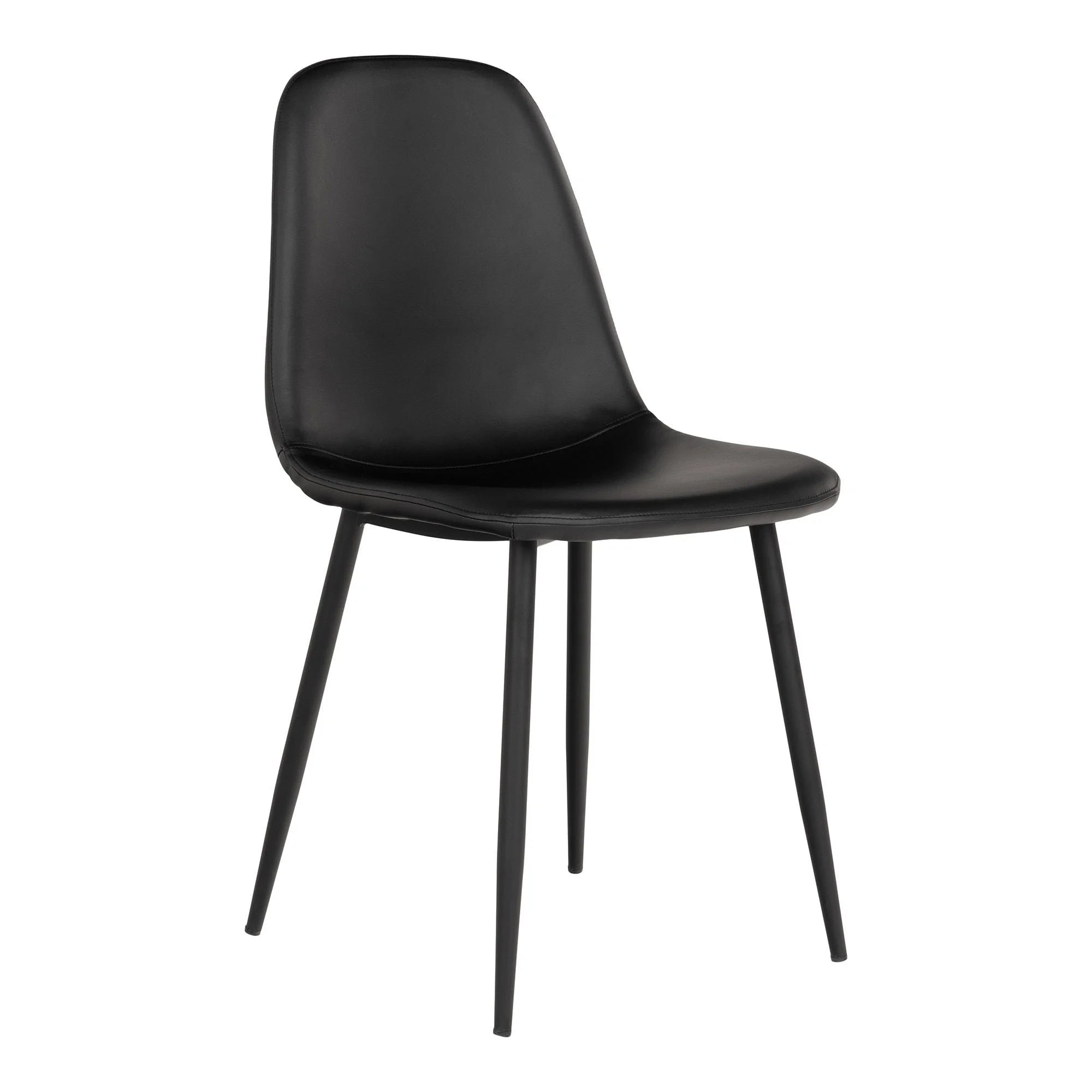 Chaise de salle à manger noire en simili cuir avec pieds fuselés, lot de 2